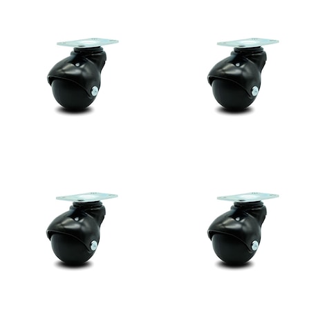 Service Caster 2 Inch Gloss Black Hooded Top Plate Ball Casters, 4PK SCC-TP01S20-POS-GB-4